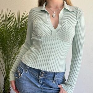 Light Green Ribbed Sweater